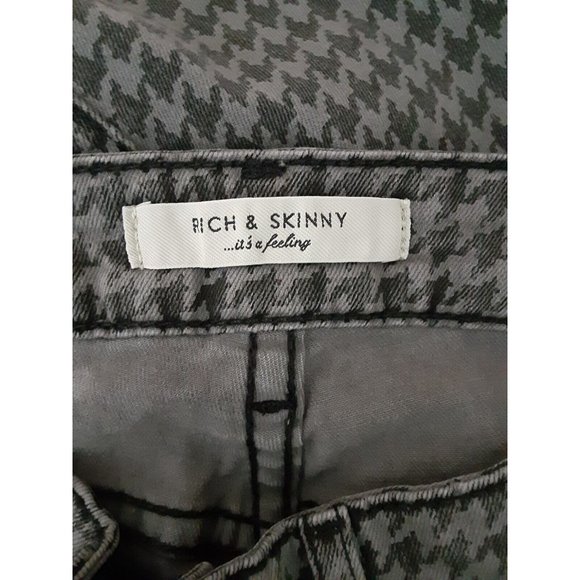 Rich & Skinny Womens Gray Houndstooth Print Low Rise Denim Skinny Jeans 27 - Picture 5 of 6